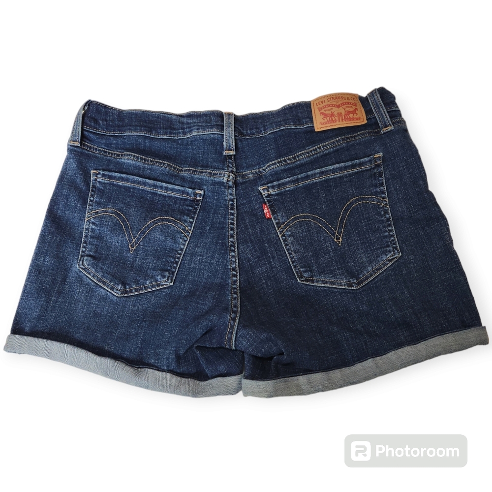Levi's Sculpt Blue Mid Length Mid Rise Cuffed Denim Shorts Size 31